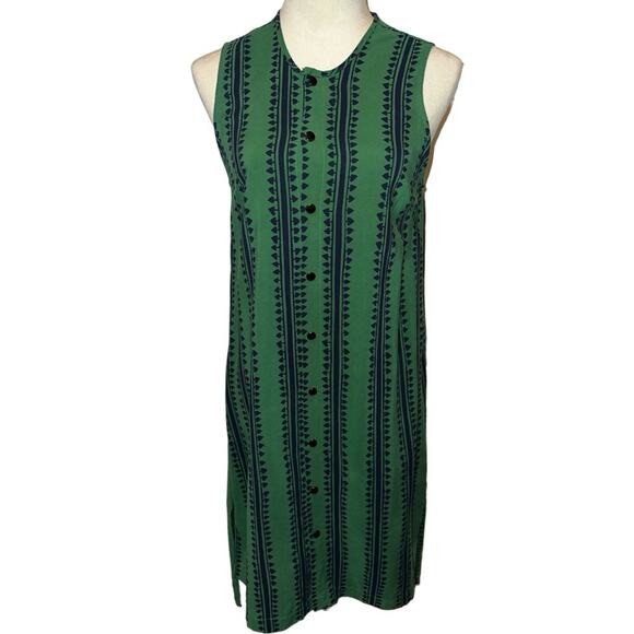 ILANA KOHN 100% Modal Retro Print Hi Low Sleeveless Shirt Dress Size M - Picture 3 of 9